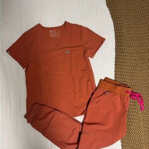 Figs Terracotta Scrub Set Catarina & Zamora High Waisted